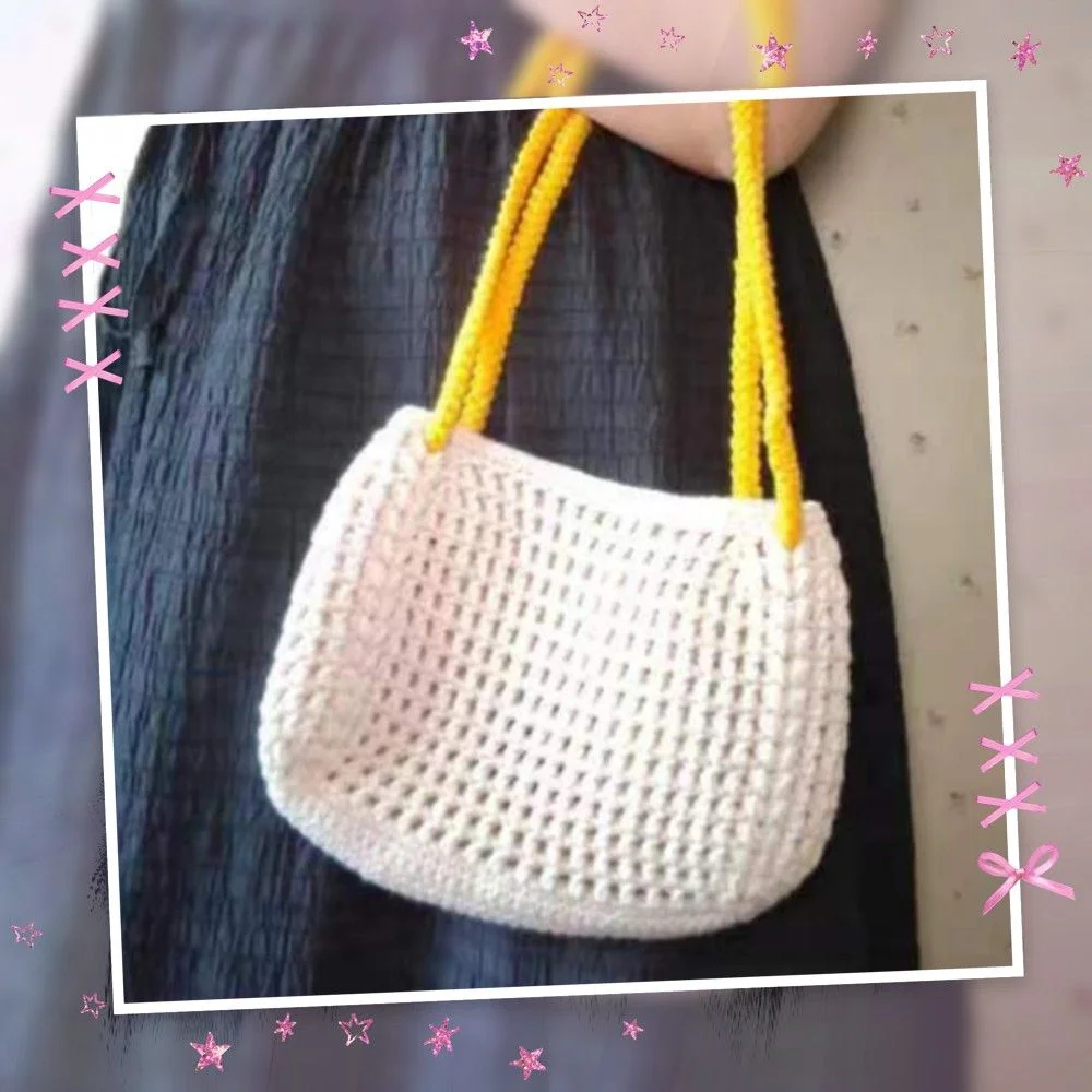 Borsa a rete minimalista, borsa a tracolla, borsa per ascelle, borsa per il tempo libero da donna all\'uncinetto fatta a mano, borsa per cellulare