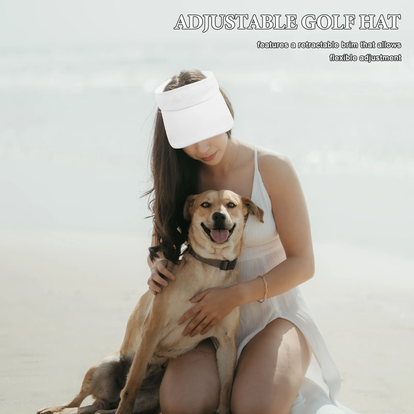 قبعة جولف واقية من الشمس قابلة للسحب بحافة قابلة للتعديل وخفيفة الوزن وقابلة للتنفس وحماية من الأشعة فوق البنفسجية مجوفة للمشي لمسافات طويلة في الهواء الطلق والجري