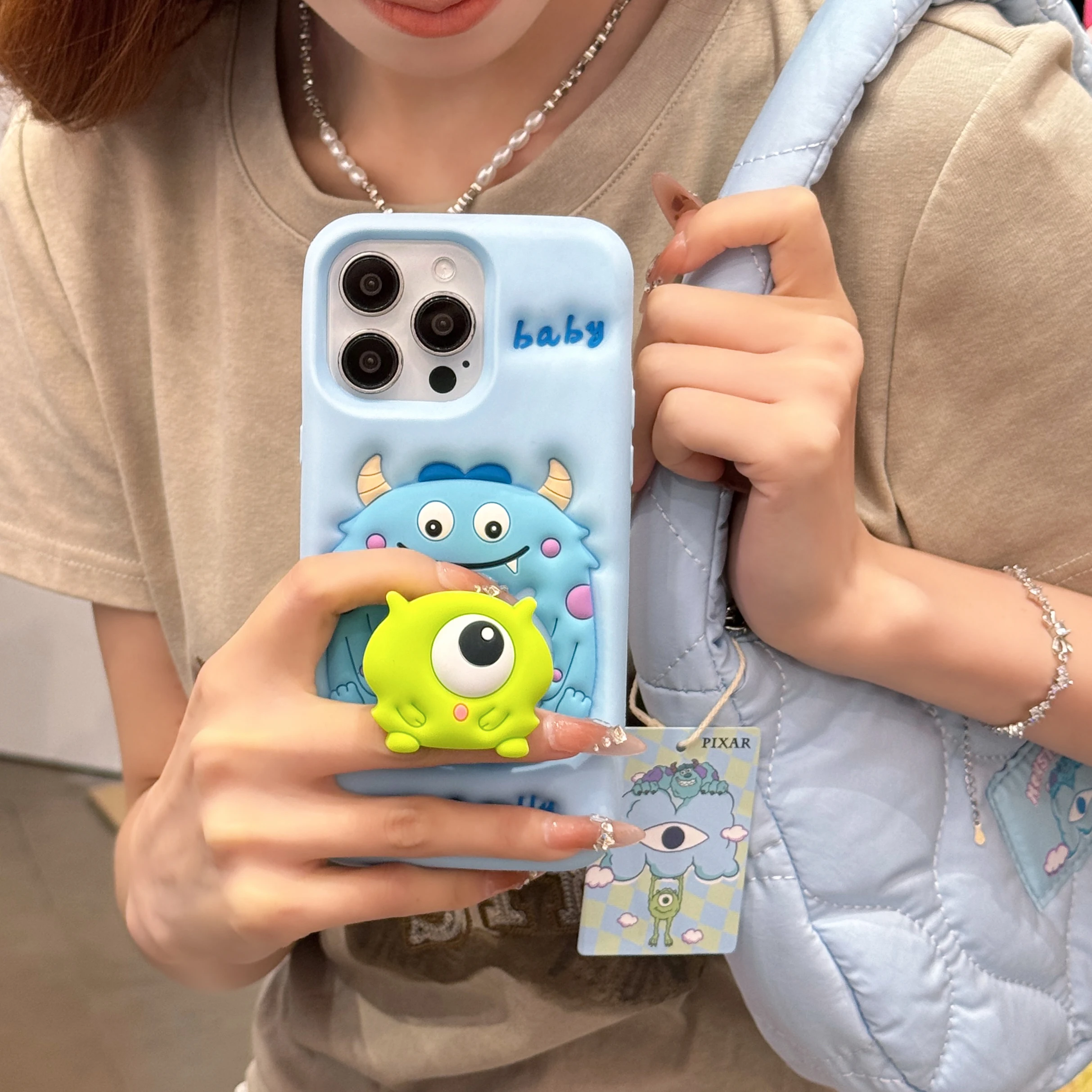 Niedliche Cartoon-Sulley-Monster-Hülle, weiche Silikon-Halterung für iPhone 15 14 Plus 13 12 11 Pro Max – Detail 5