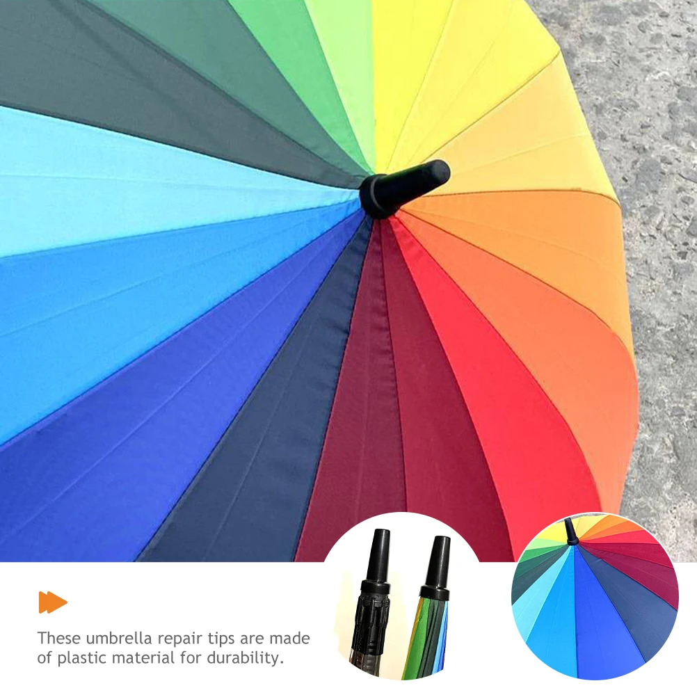 

2pcs Long Pole Umbrella Top Hat Cap Replacement Durable Wear Resistant Professional Tips Cover Protector Ends Accessories