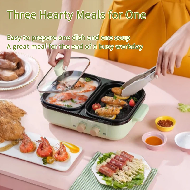 EU/US/UK New Electric Baking Tray 2 In1 Shabu Roast Pot Barbecue Hot Pot Integrated Pot Non Stick BBQ Grill Cooker Frying Pan