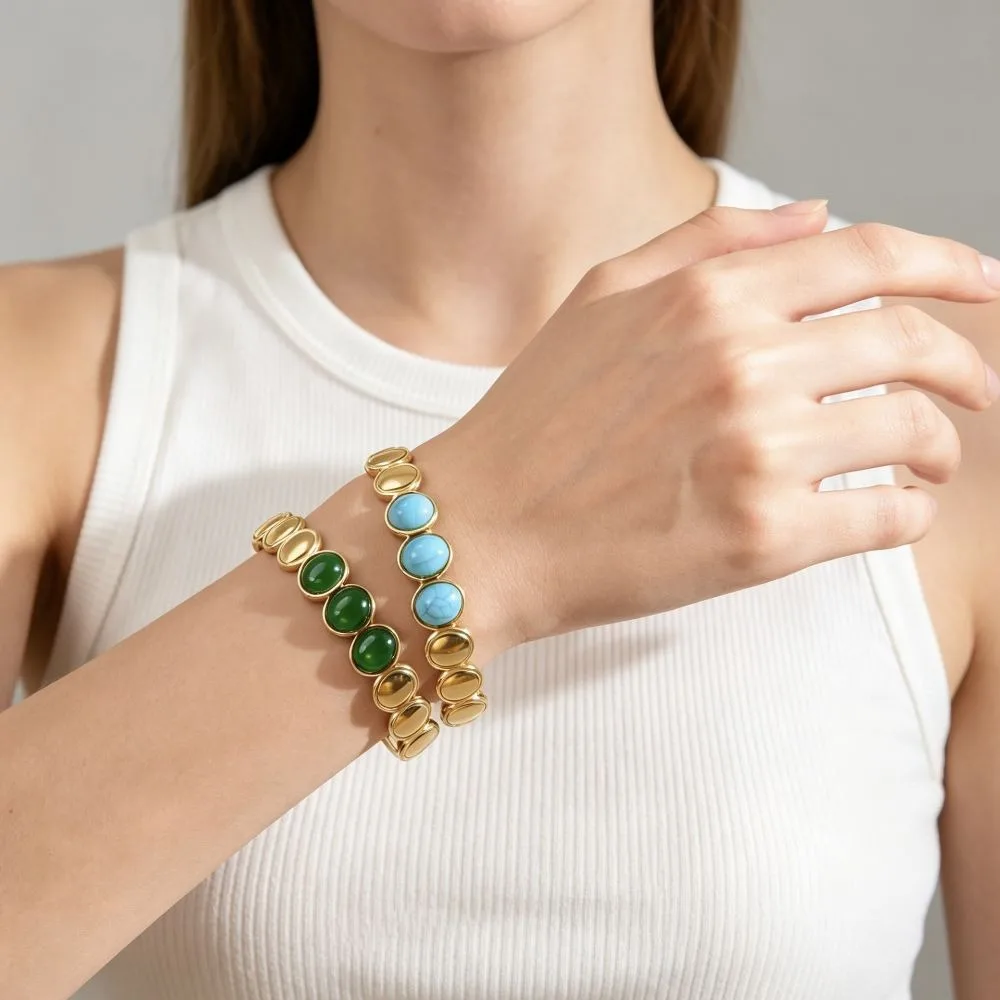 Alloy Cat's Eye Stone Bracelet Colored Dropper Oil Vintage Colored Dropper Oil Bangle Retro Stackable Women's Hand Bracelet
