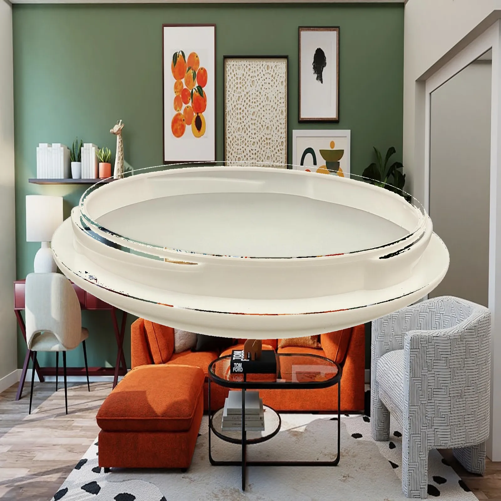 White Acrylic Dome Ceiling Lamp Shade for Fan Light Fixture Replacement Cover Frosted Finish Lightweight Diffuser