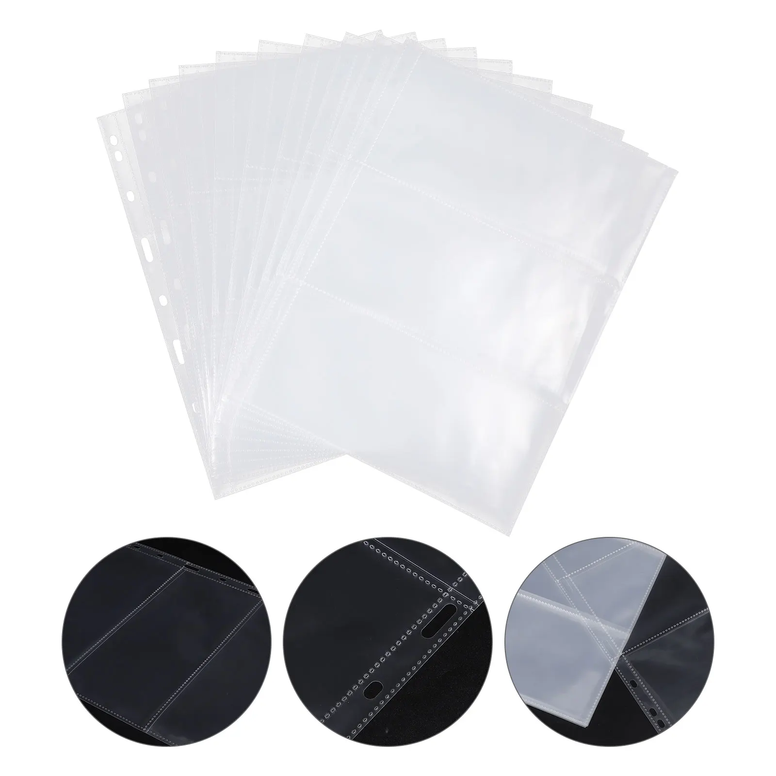 10 Pcs Paper Money Booklet Loose Page Currency Binders Tickets Universal Plastic Protectors Pvc Card Sleeve Pages Travel