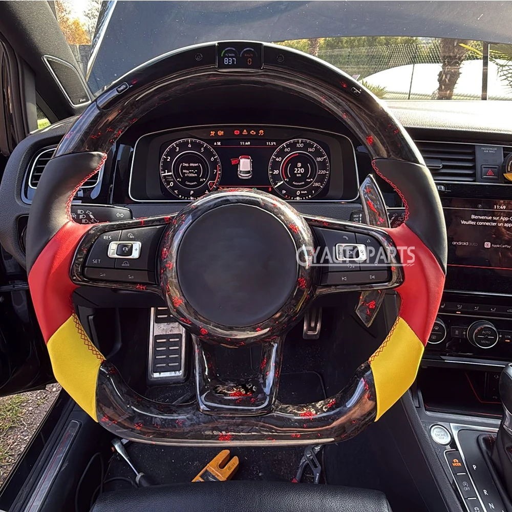Customized LED Steering Wheel Fit For VW Golf 7 MK7 Mk7.5 GTI Scirocco Polo GTS R Line 2014-2017 Forged Carbon