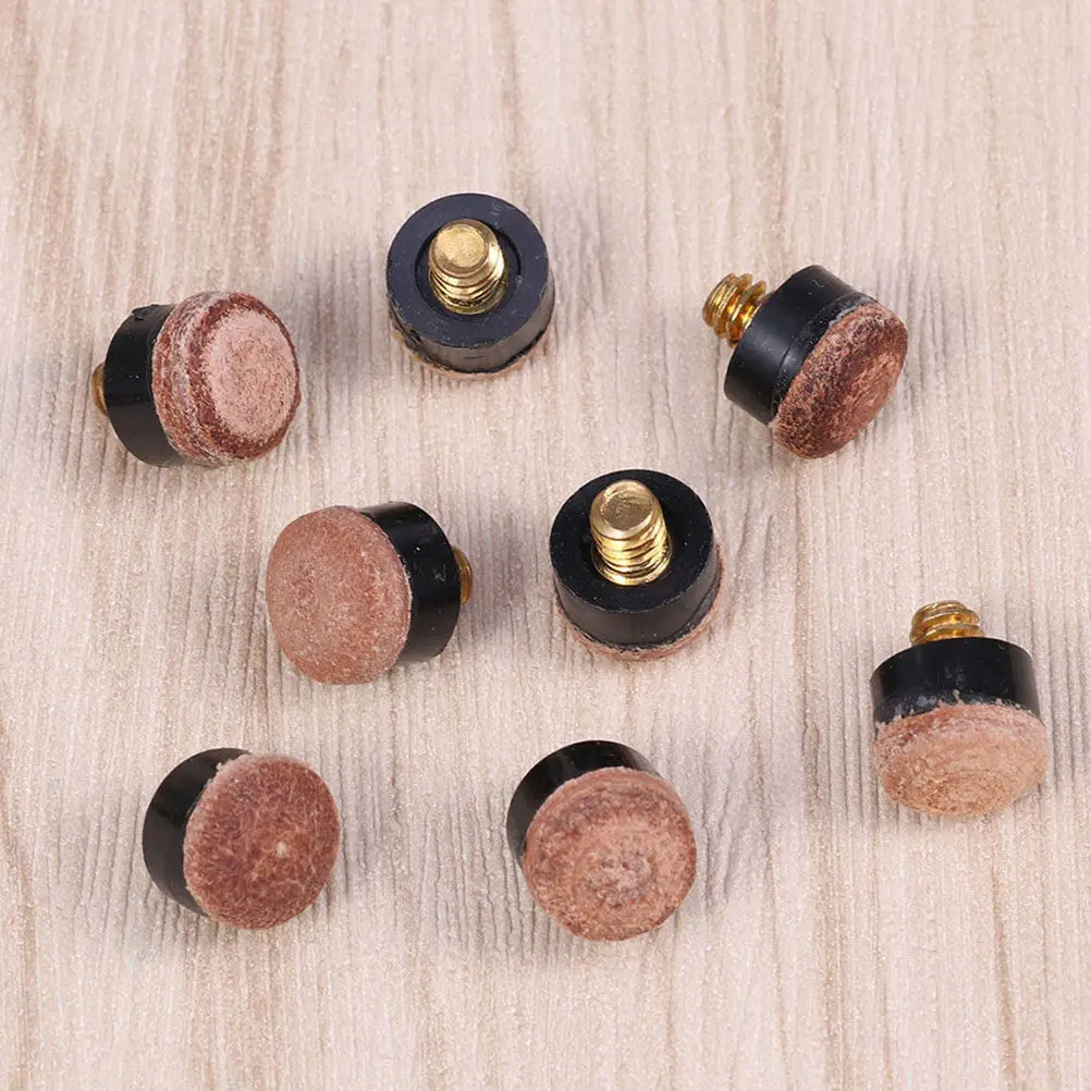 20Pcs Sturdy Pool Cue Replacement Tips Billiard Necessity Screw-on Cue Tip Heads Lightweight Easy Carry Snooker