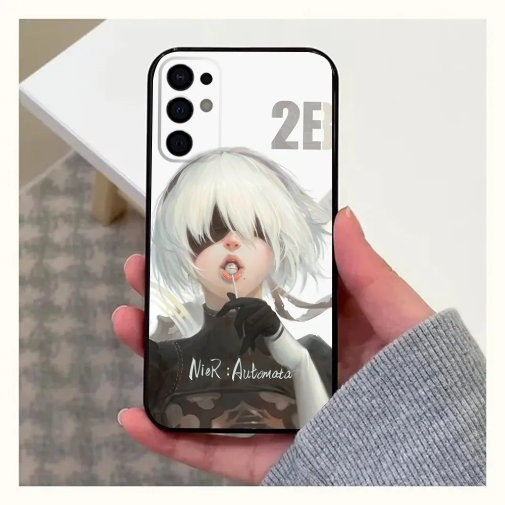 N-NieR A-Automata 2B Phone Case For Samsung S24,S21,S22,S23,S30,Ultra,S20,Plus,Fe,Lite,Note,10,9,5G Black Soft Cover