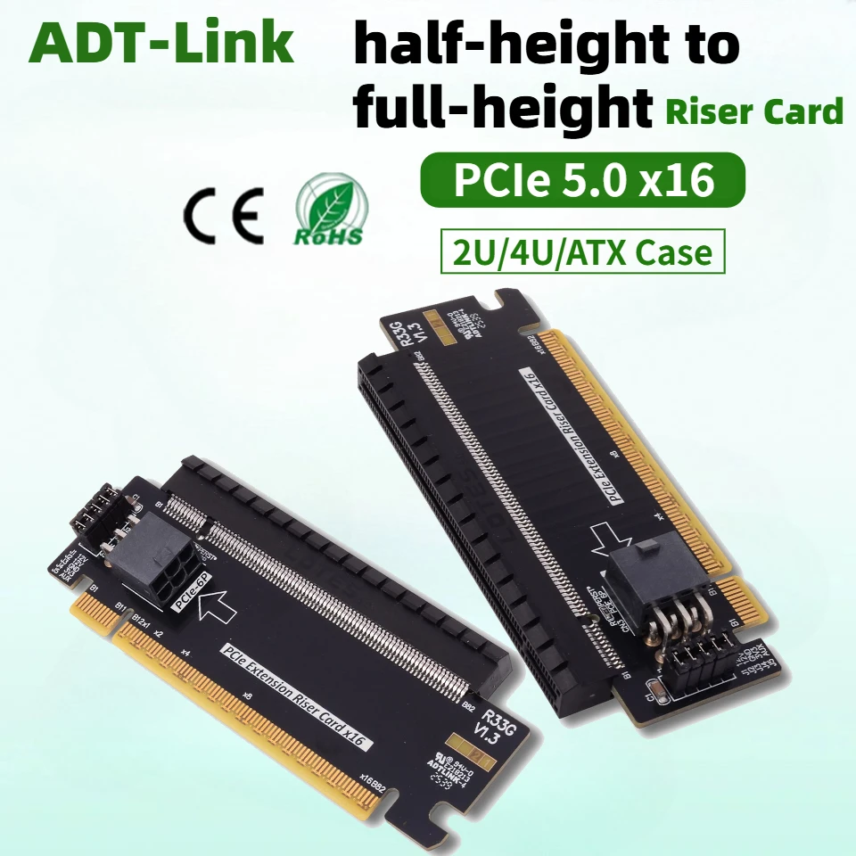 

Карта-удлинитель PCIE 5.0 16X: высокоскоростной адаптер-конвертер PCI-E в PCIe 16X для серверов 2U/4U ATX