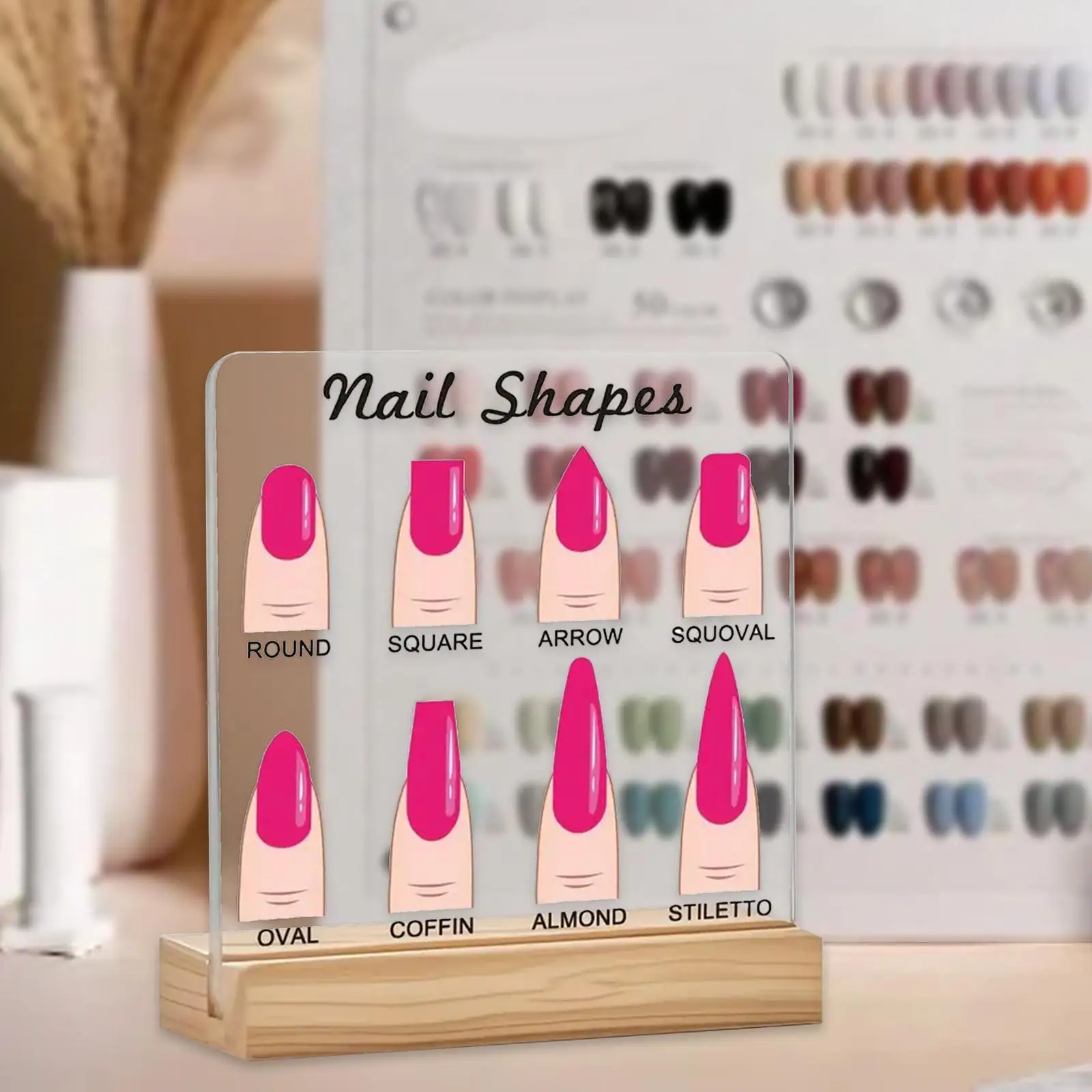 حامل عرض على شكل أظافر دعائم صور سهلة التركيب صغيرة بقاعدة خشبية