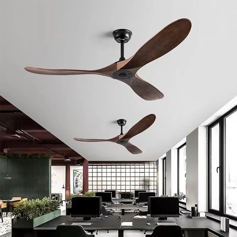 Big Size 88in Wooden Blade Ceiling Fan Reversible Function DC Motor Remote Light for Indoor Use