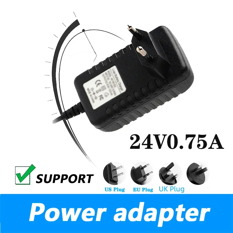 Adaptateur d'Alimentation Régulé Universel, 24V, 0,75 A, 5.5x2.1mm, Prise EU, US, UK, AU, DC