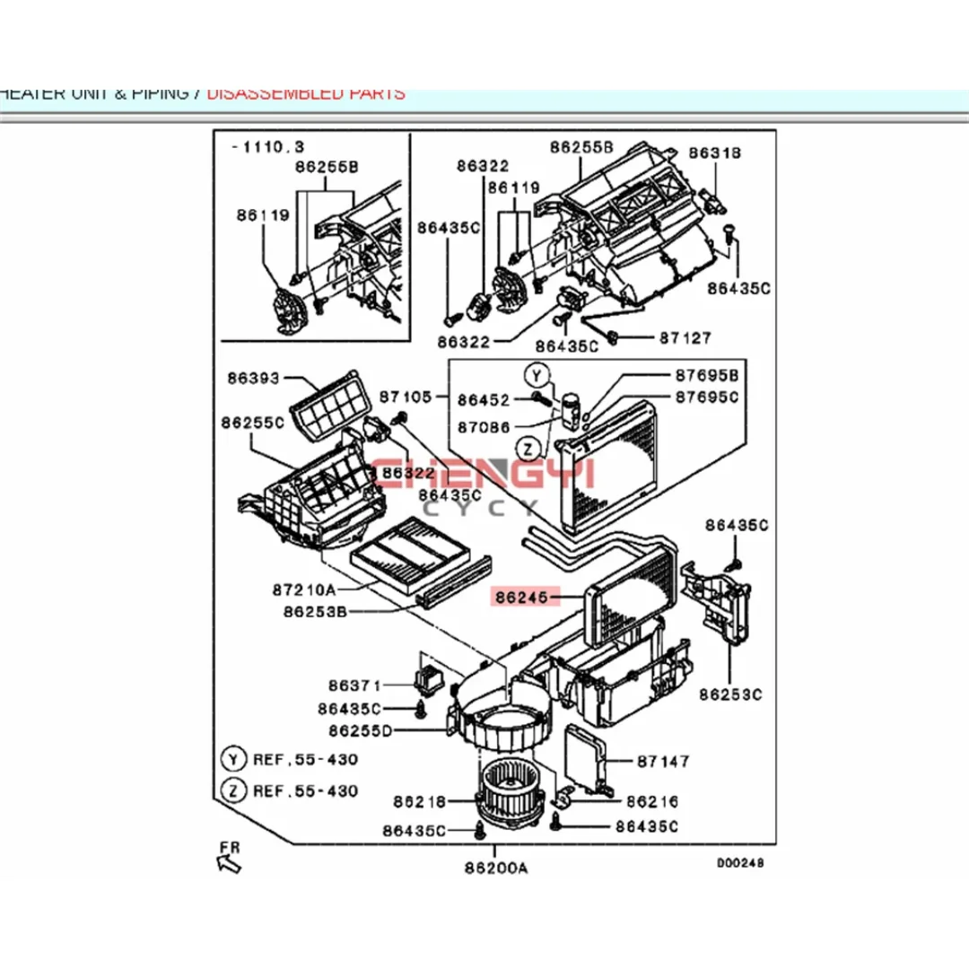 Núcleo do aquecedor da caixa do evaporador de ar condicionado se encaixa no tanque de água de aquecimento para outlander asx cw4w cw5w ga2w 7801a986 7801a009 7801b168