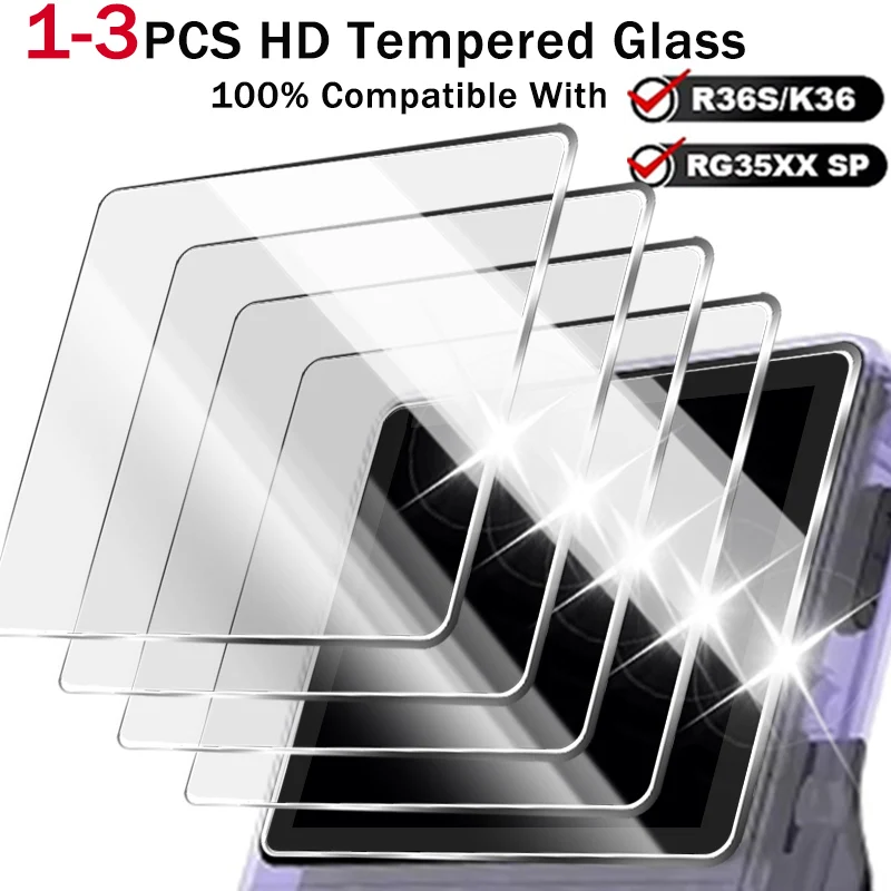 1-3PCS Tempered Glass Film For R36S K36 RG35XXSP Game Console Screen Protector For R36S Handheld Game Console Protective Films