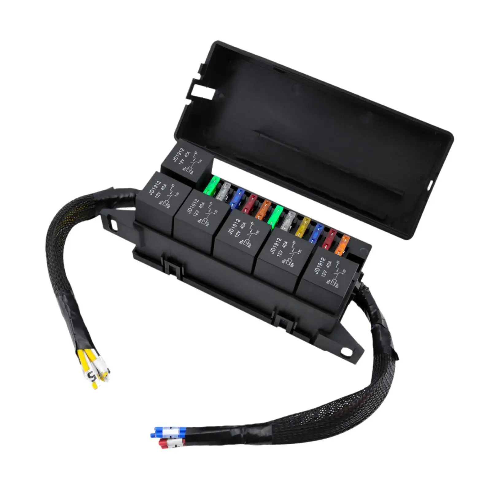 

Generic 12V Relay Box Part Automotive Easy to Install 11 Way Relay Fuse Box with 6 Relays Relay Fuse Box Block for Car Boat