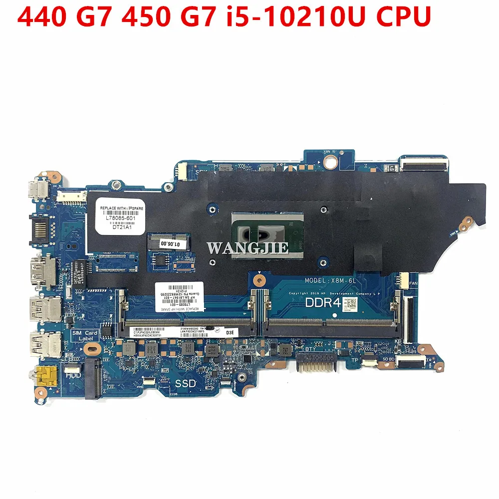 Para DA0X8MMB6D0 X8M-6L para HP 440 G7 450 G7 placa base para ordenador portátil L78085-001 L78085-601 L96032-601 i5-10210U SRGL0 I3-10110U 5205U