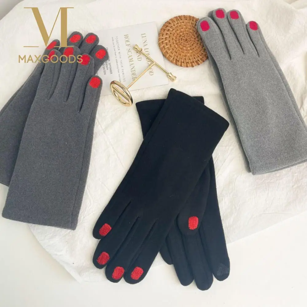 

Женские модные перчатки для лака для ногтей с сенсорным экраном, утолщенные винтажные перчатки с разделенными пальцами, морозостойкие ветрозащитные термоперчатки