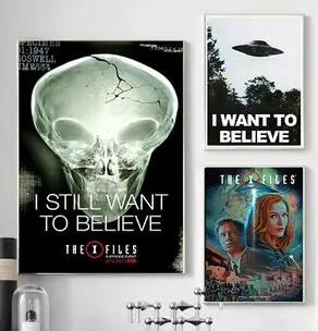 

I Want To Believe Alien UFO File X Print Art Canvas Poster For Living Room Decor Home Wall Picture