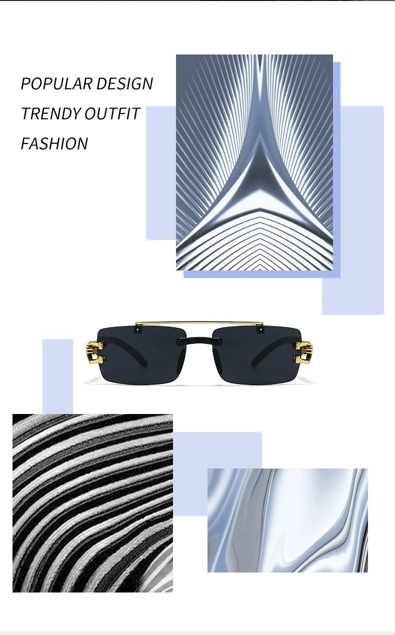 2025, neue modische rahmenlose Schneidkante, integrierte Doppelstrahl-Leopardenbein-Anti-UV-Sonnenbrille, Retro, vielseitig – Detail 2