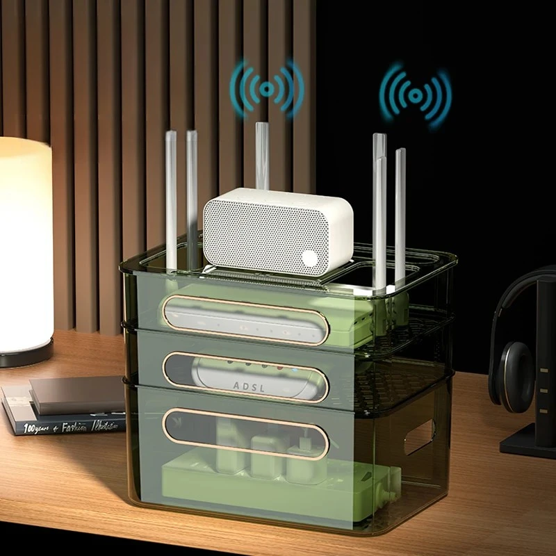 WiFi Wireless Router Storage Box, Desktop Set-Top Box Holder, Home Modem Placement Box, Living Room Power Cable Organizer ABS
