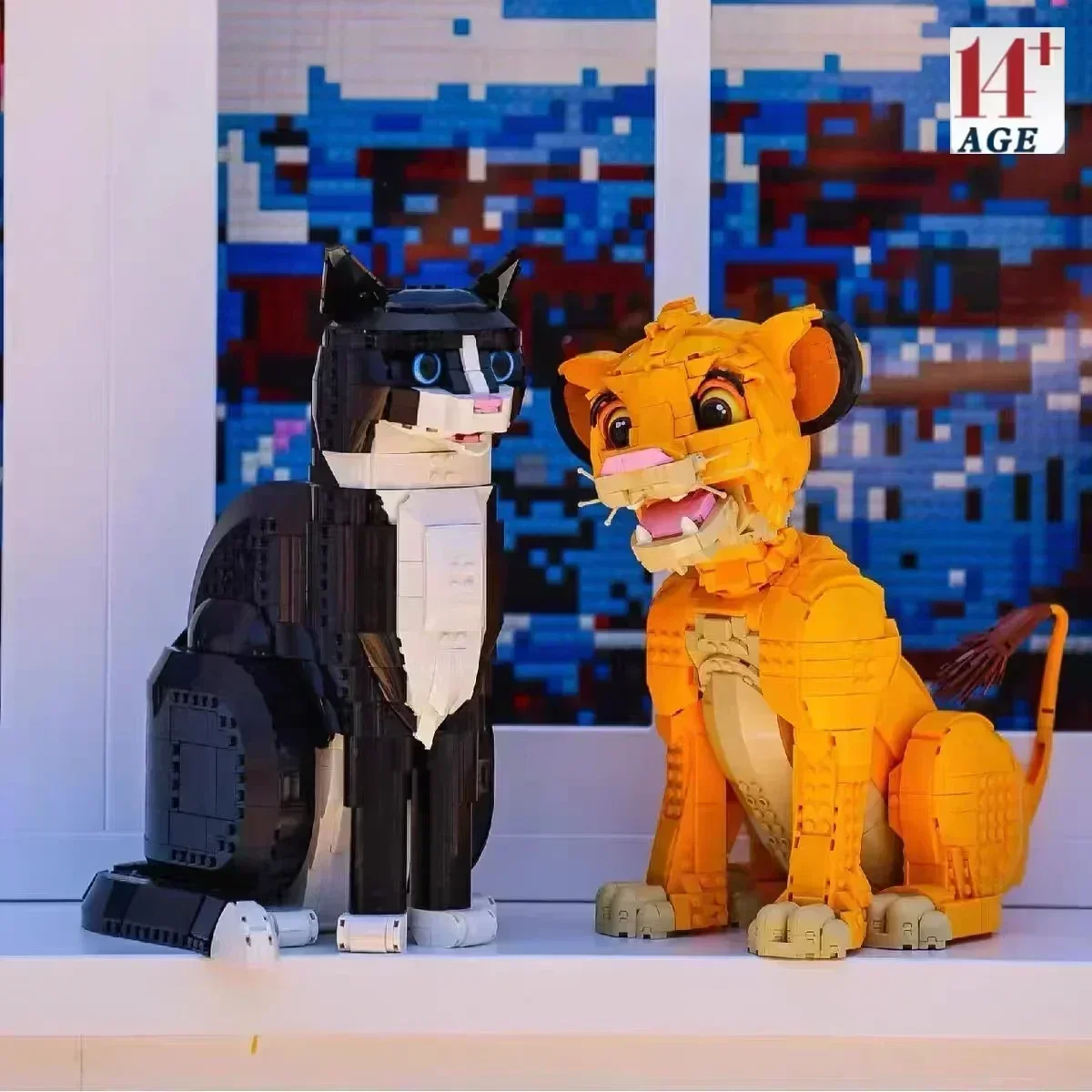 MINISO New 43247 Young Lion Tuxedo Cat 21349 Model Display Decoration Sets Creative Education Toys for kids Christmas Gift