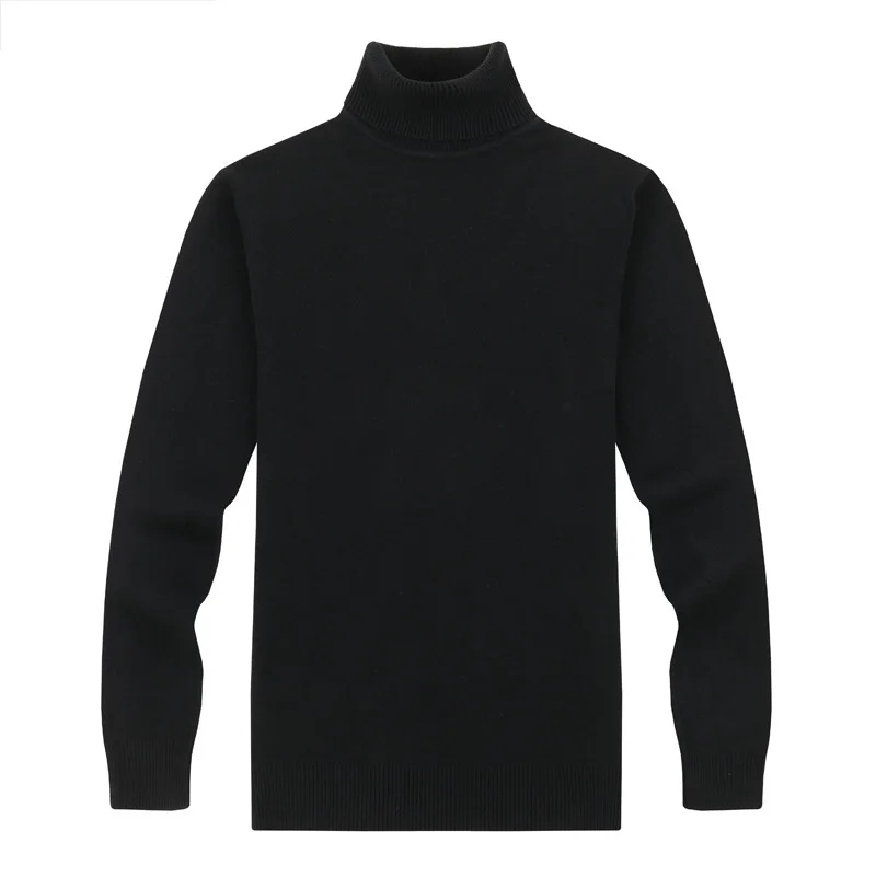 Brother Wang Brand Men's Casual Pullovers Sweater Classic Style Fashion Slim Business Turtleneck Male black white