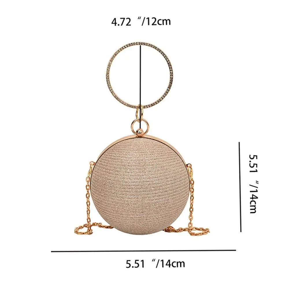 Fashion Circular Evening Bag Luxury Wedding Party Shoulder Bags Elegant Rhinestone Decorative Chain Banquet Clutch Handbags