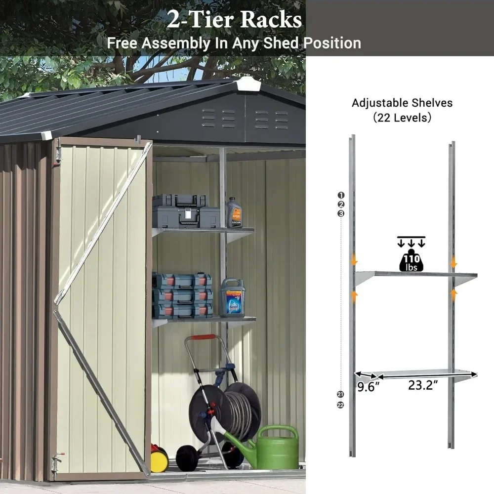 Outdoor Warehouse Metal Upgraded Utility Shed Storage Room With Lockable Door Adjustable Shelf Garden Buildings Supplies Home.