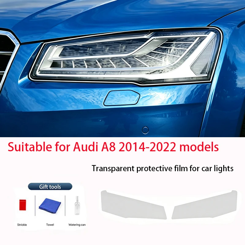 

Fit for Audi A8 2014-2022 Transparent Smoked Black TPU Front Headlight Film Anti-Scratch UV Resistant Easy Install Vinyl Kits