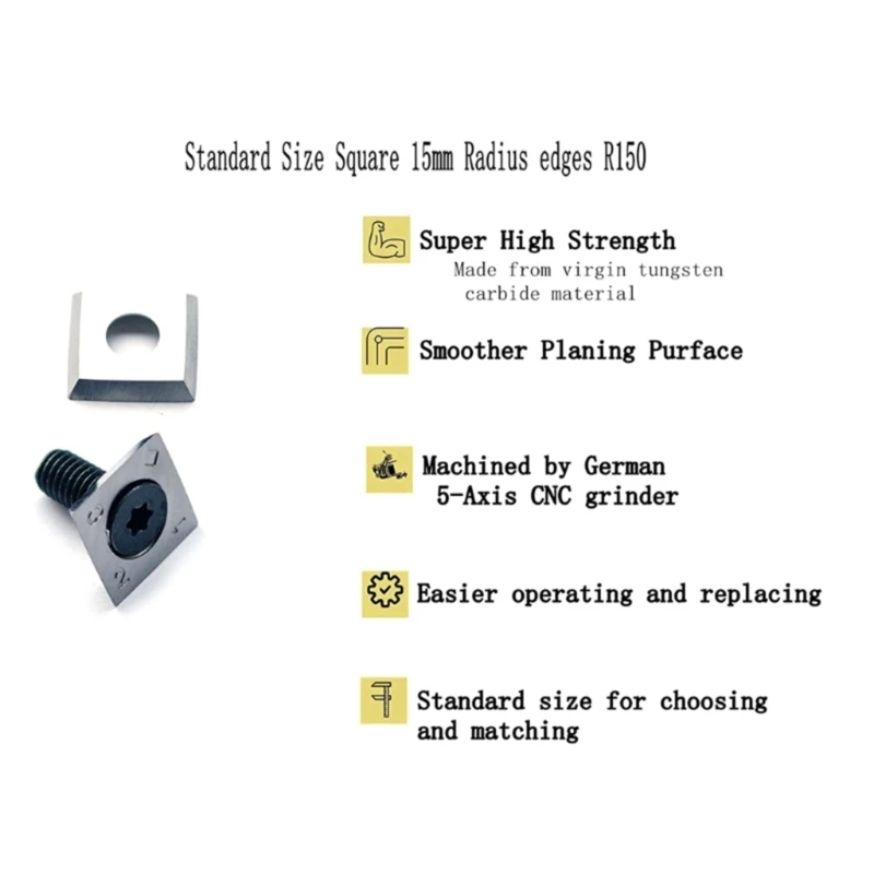 12mm Square Carbides Inserts Cutters Cutter with 4 Cutting Edges 12×12×2.2mm 35° for Replacements for Woodworking