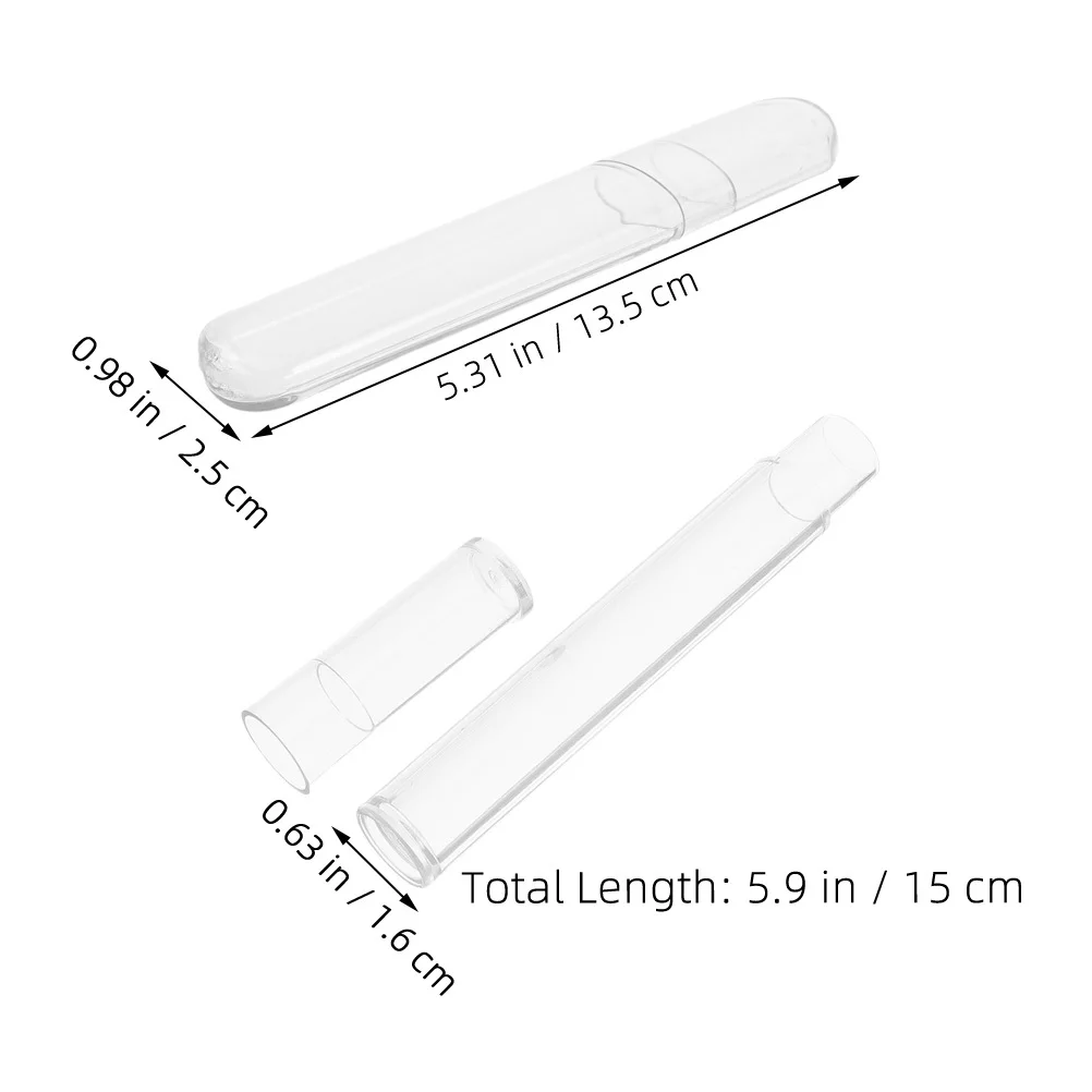 2개 메이크업 브러쉬 보관 용기 투명 원형 튜브 클리어 플라스틱 핀셋 홀더 속눈썹 컬러 오거나이저 여행용 보관함