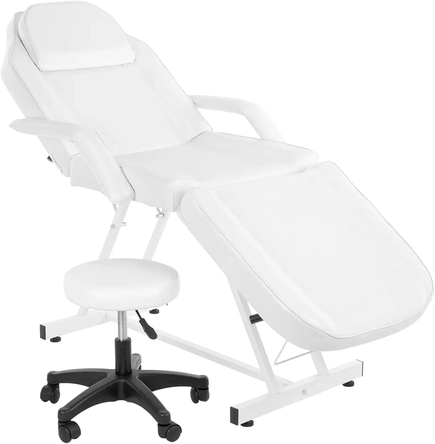 Massage Salon Tattoo Chair Esthetician Bed with Hydraulic Stool,Multi-Purpose 3-Section Facial Bed Table, Adjustable Be