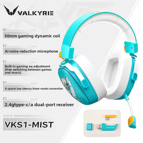 VALKYRIE VK S1 Wireless Gaming Headset Tri-Mode 2.4G Bluetooth Low Latency Esports Chip FPS Sound Positioning Headphones For PC