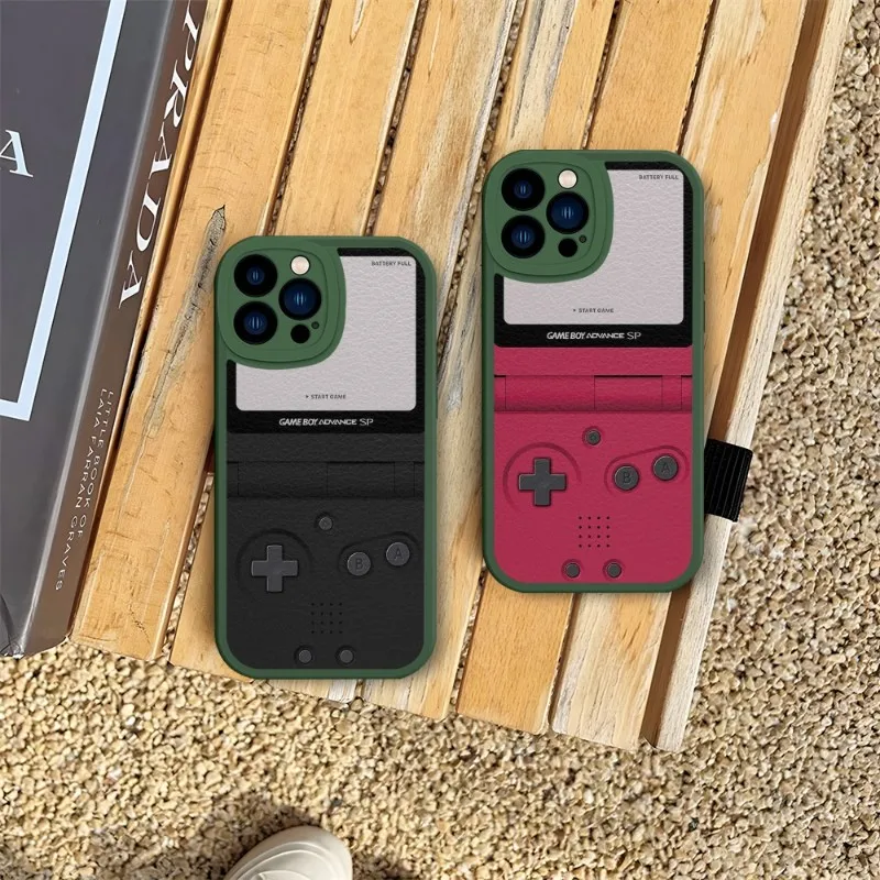 Game Machine Pattern Boys Phone Case Green For IPhone 11 13 14 12 Pro Max Mini Xs X Xr 7 8 Plus SE2020 Leather Silicone Coque