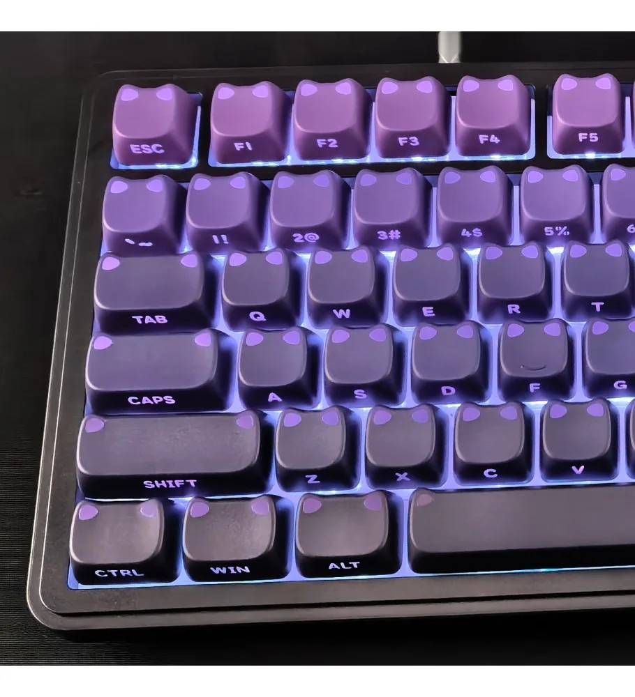 Purple small light meow keycap side engraved light transmission adaptation little bee made68 Magic Mai from G87 ATKRS6