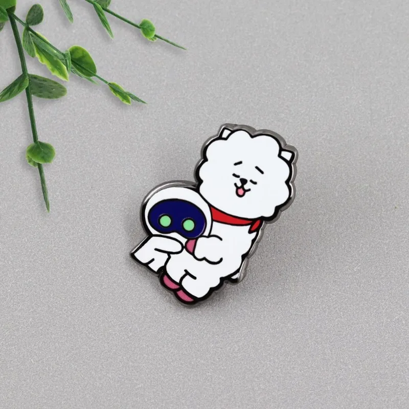 BT21 RJ Metal Badge Creative High Color Value Anime Cartoon Doll Styling Printed Men's and Women's Bags Clothes Decorative Gift view 4