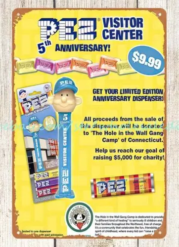 Pez Visitor Center PEZ dispenser childhood candy snack metal tin sign