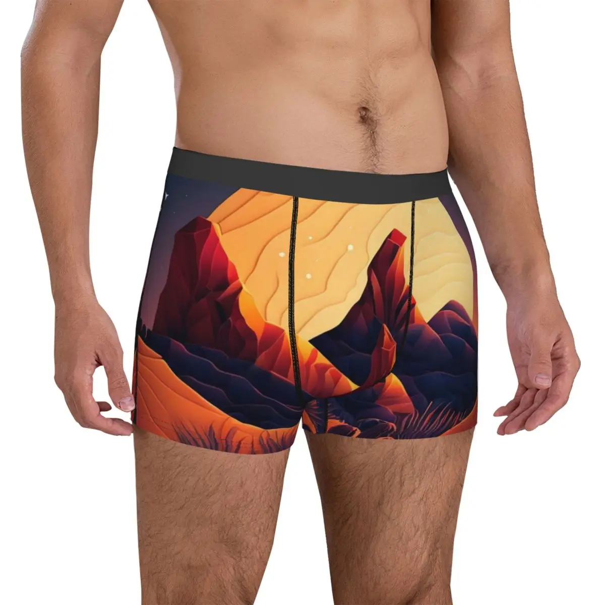 Nature Desert Underwear Moon Print Males Underpants Sublimation Funny Boxershorts High Quality Boxer Brief Plus Size