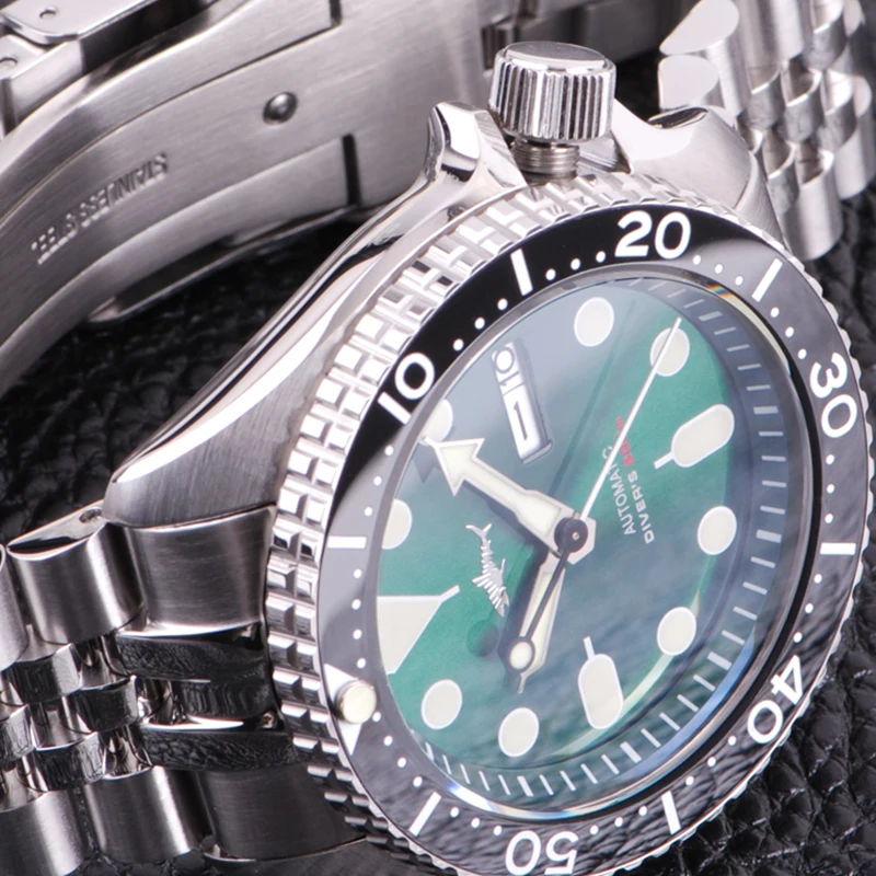 HEIMDALLR Sharkey SKX007 Men Diver Wristwatches Ceramic Bezel Sapphire Mirror Retro Mechanical Watches 200M Waterproof Luminous