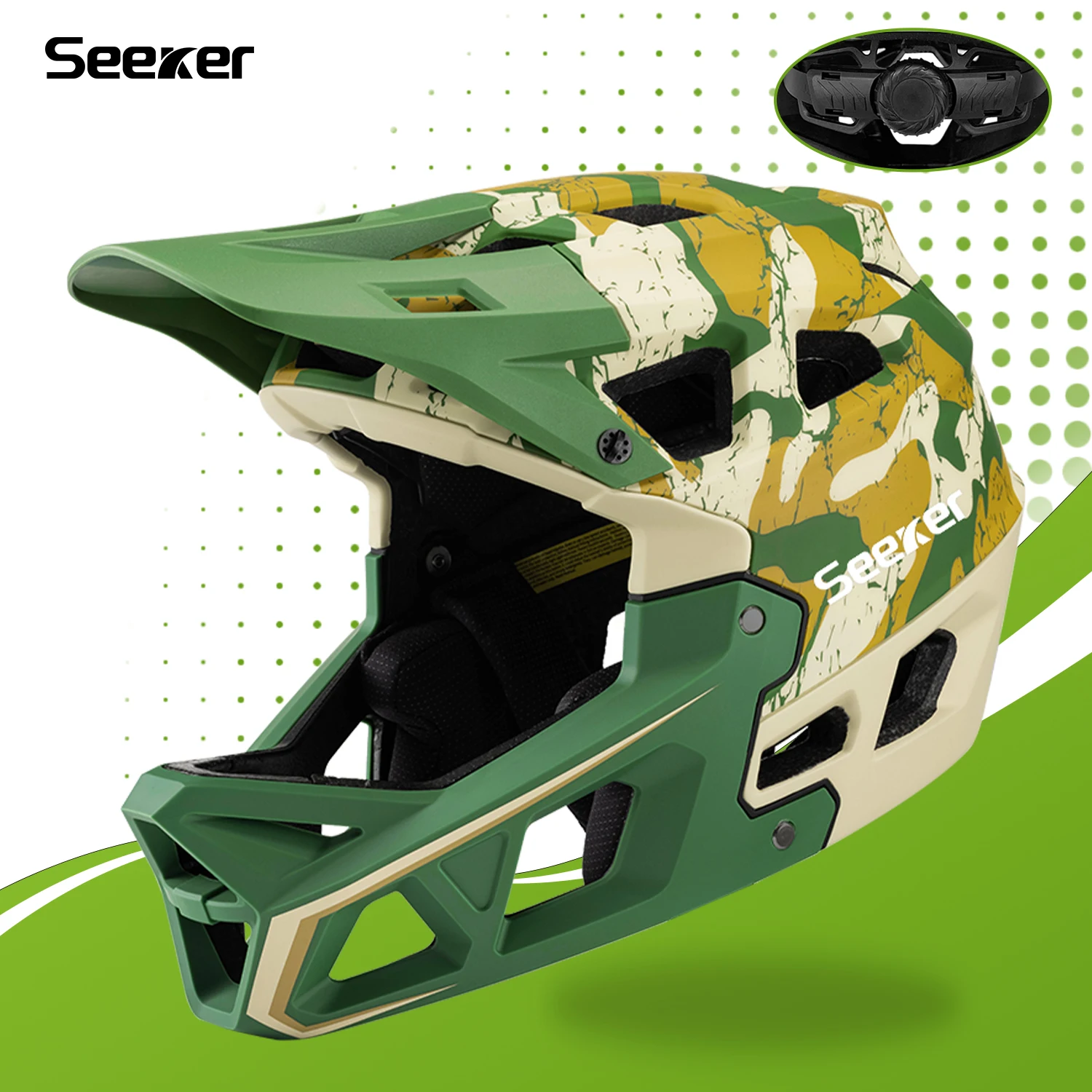 UMUSEEKER Adult Off-Road Riding Full Helmet Outdoor Camouflage Mountain Bike Helmet Competition Downhill Bicycle Safety Helmet