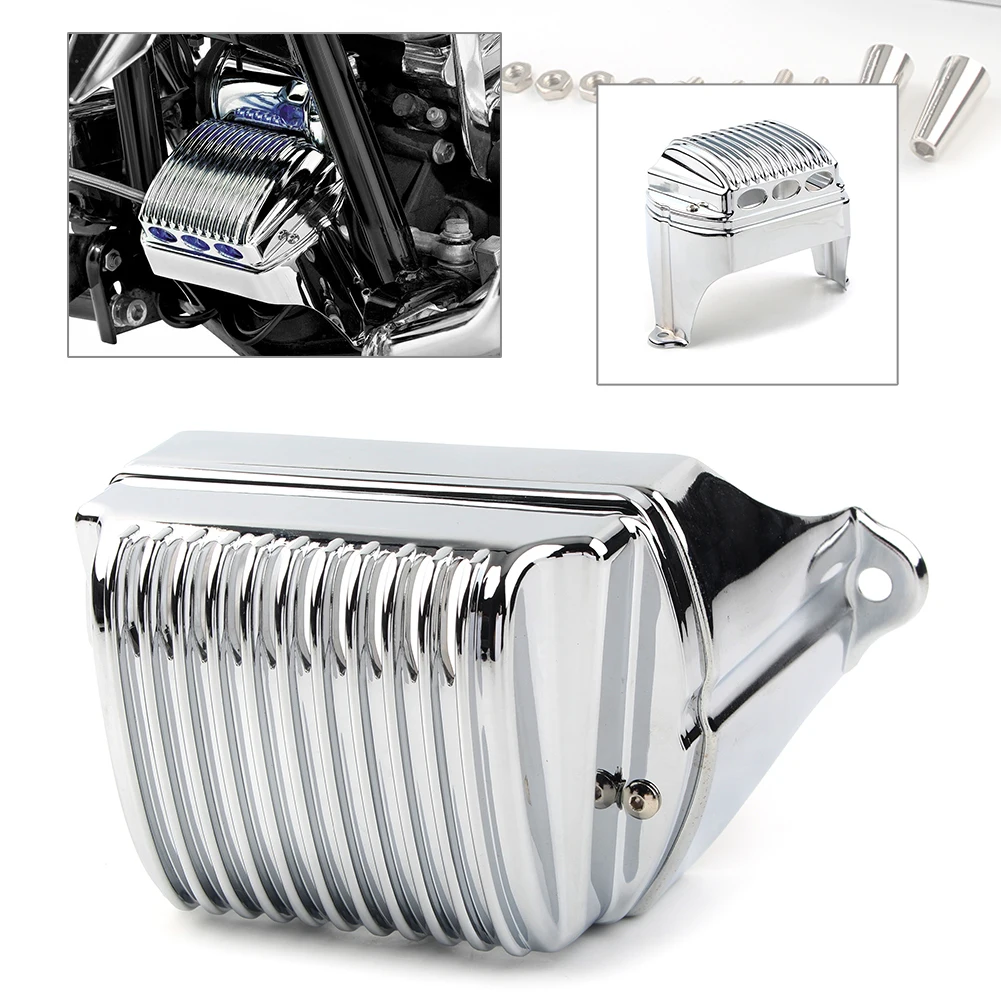 

Chrome Motorcycle Front Voltage Regulator Cover Accent for Harley Electra Glides Road Kings 97-11 & Road Glides Street Glides