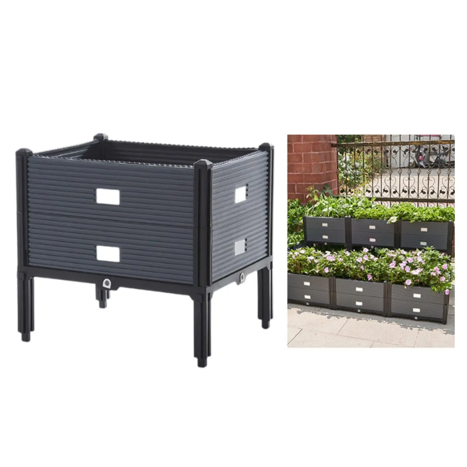 

Stackable Planter Box Outdoor Indoor Farm Patio Vegetables Raised Garden Bed