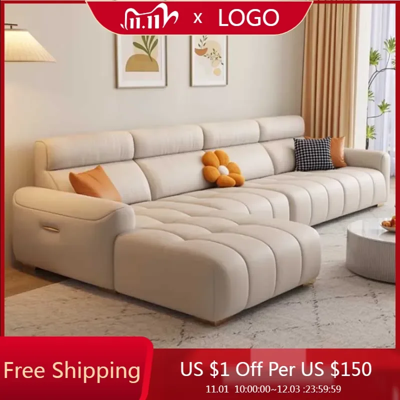 

Individual Minimalistic Filler Sofa Living Room Elegant Lounge Puffs Sofa Luxury Nordic Leather Muebles Para El Hogar Furniture