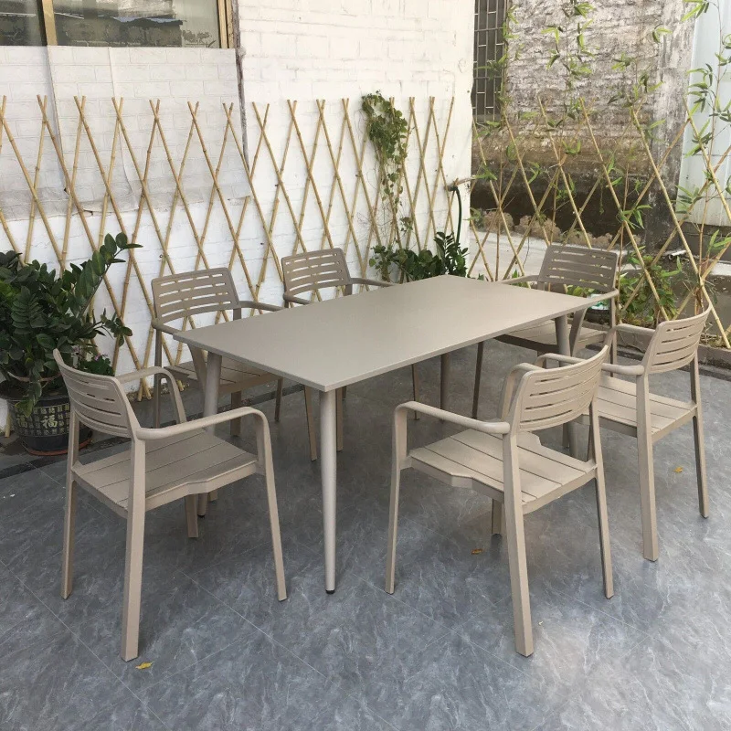 

Outdoor table and chair courtyard Internet celebrity carbon steel table