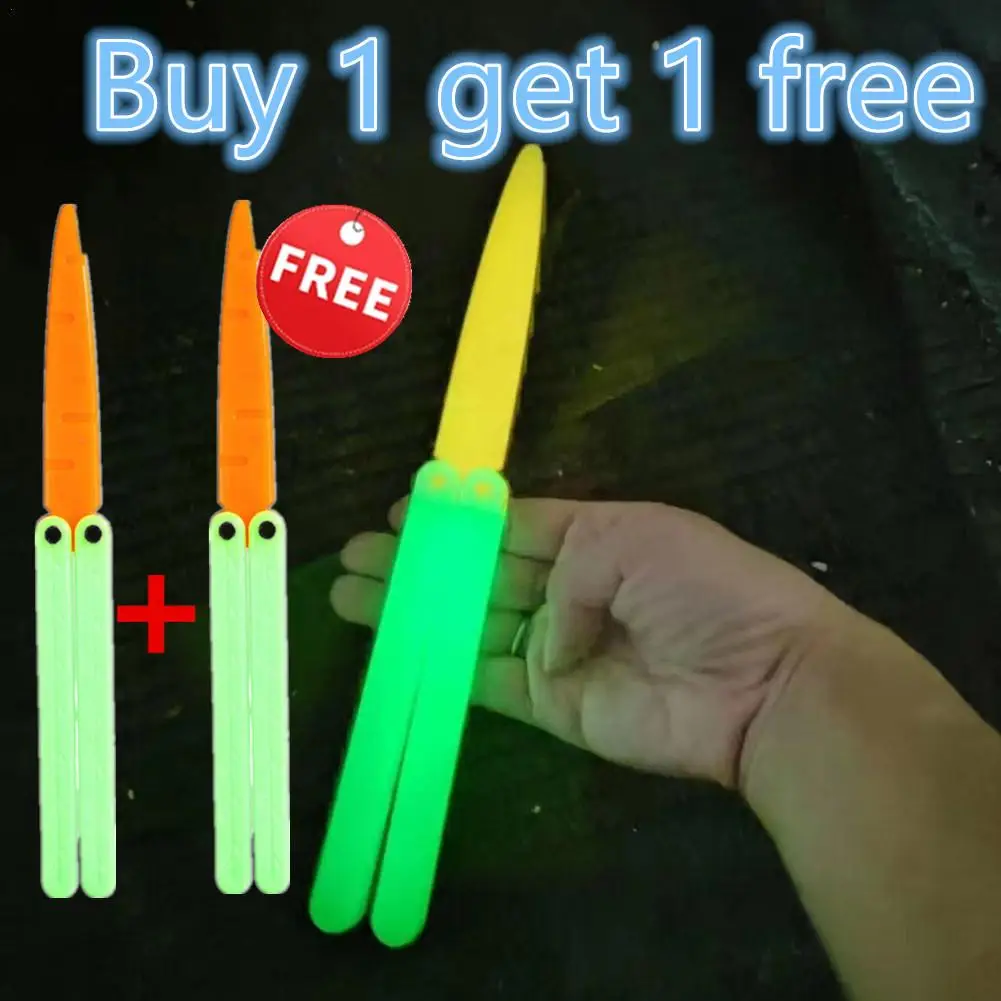 2X Glowing Butterfly Knife 3D Printing Gravity Glow Knife Jumping Small Radish Knife Mini Model Pendant Push Card Decompression