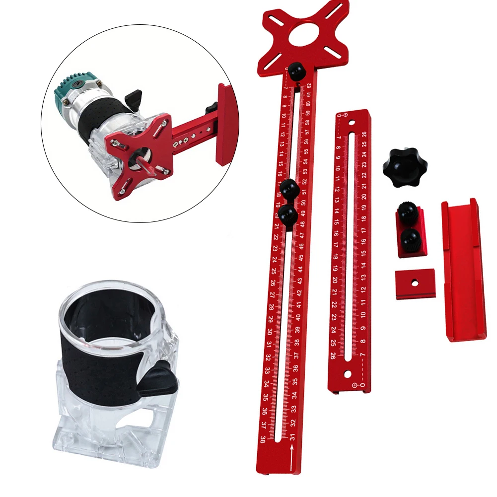 라우터 밀링 그루브 브래킷, 목공 캐비닛 하드웨어 알루미늄 원형 절단 지그, 분리형 베이스