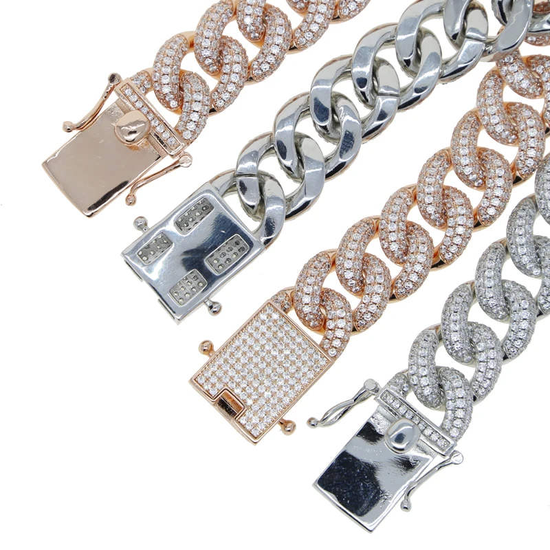 15mm Bling Cz Cuban Link Chain Bracelets for Men Iced Out Full 5A CZ Cubic Zirconia Paved Hip Hop Cool Luxury Jewelry