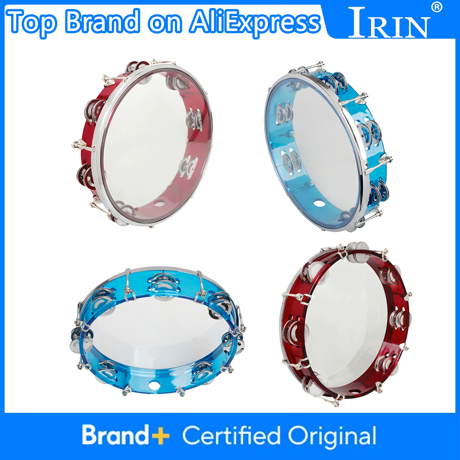 

IRIN 10-дюймовый бубен, ударный инструмент, регулируемый тон, ручной барабан, двухрядный колокольчик, музыкальное просветление, развивающие игрушки