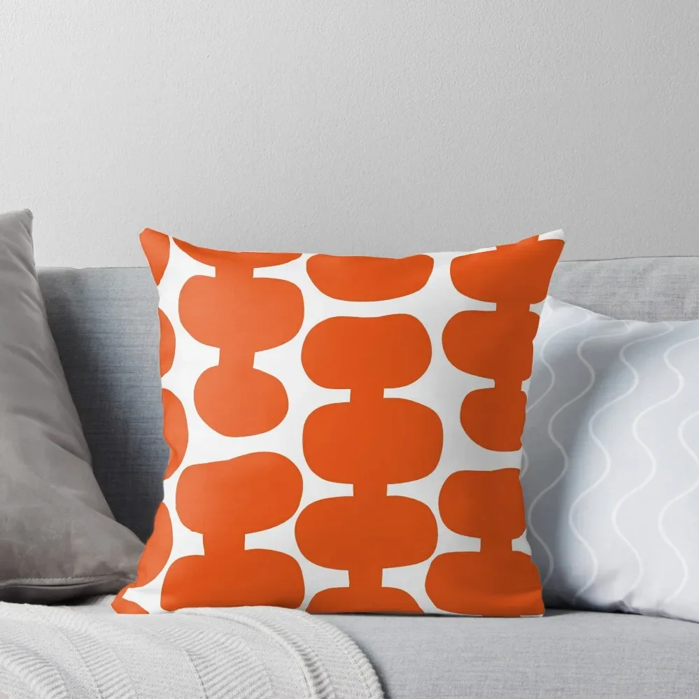 

Iconic Mid Century Modern Pattern in White and Orange Throw Pillow ornamental pillows Christmas Covers pillow