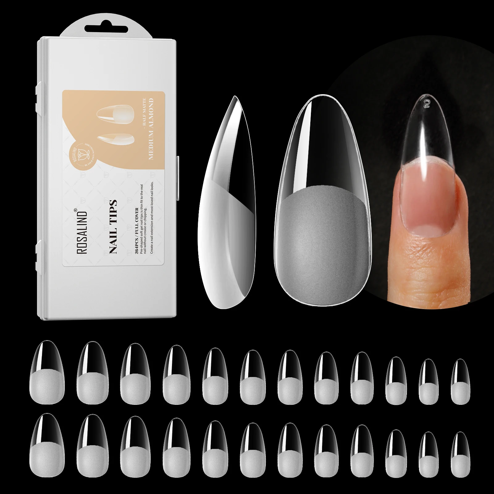 

ROSALIND Fake Nails Tips Arcylic Clear Extension Nails Press On Quick Building False Nail Full Cover Nail Art Tools Accessories