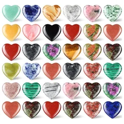 36Pcs Heart Rock Healing Gemstone Crystal Bulk 0.8 Inch 20Mm Assorted Mini Love Carved Stone Multicolor